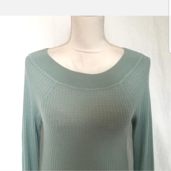 New Prana Frost Green Thermal Waffle Knit Sheeba Top Small - Picture 4 of 8